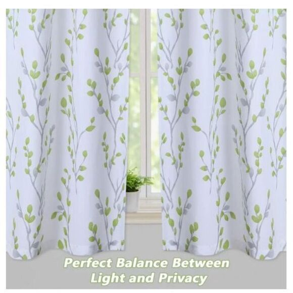 NEW 2 Curtains Panels 27x36” Floral Leaf Window Light Filtering - Picture 5 of 5